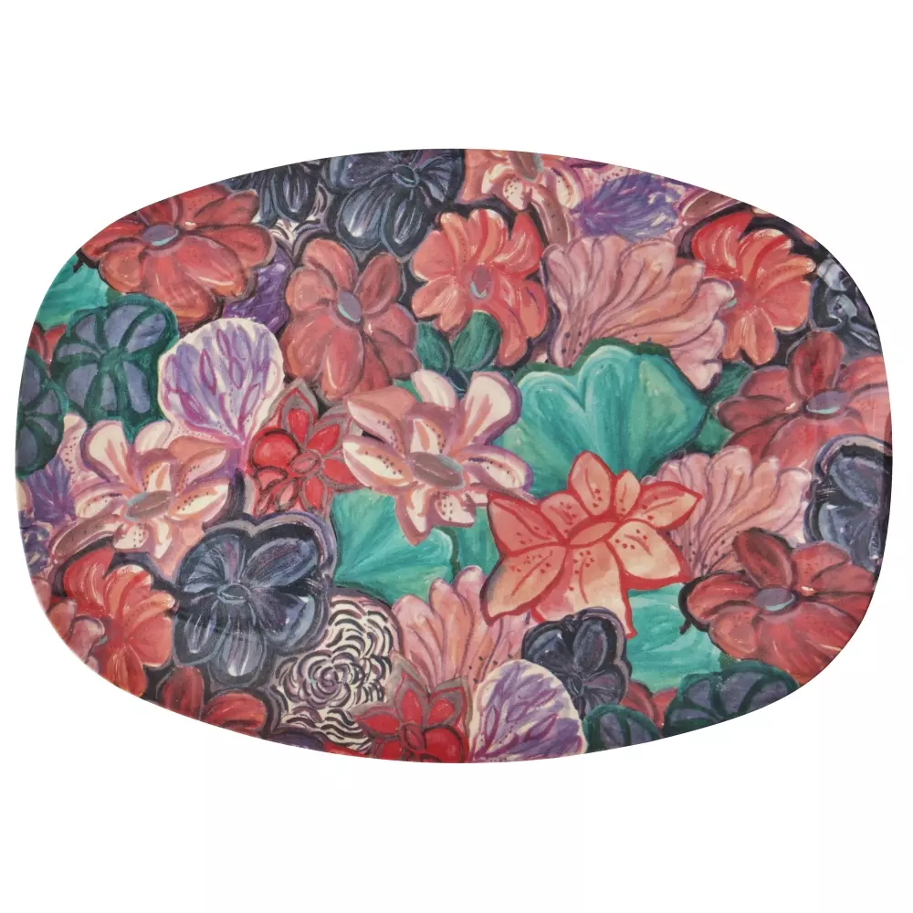 Melamin Tallerken Forest Flower, 5708315256185, MELPL-FOFL, Kjøkken, Melamin- & Treservise, Rice, Melamine Rectangular Plate with Forest Flower Print