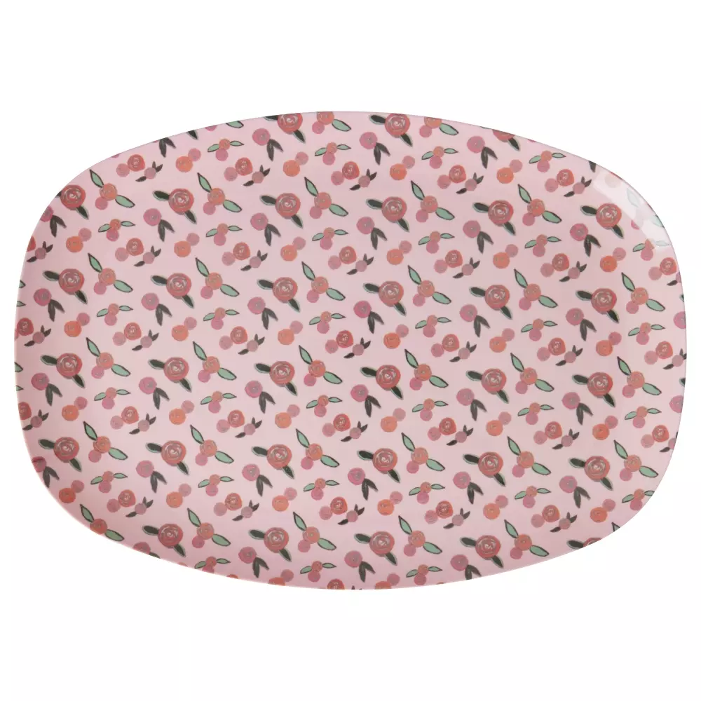 Melamin Tallerken A Rose Is A Rose, 5708315256192, MELPL-RORO, Kjøkken, Melamin- & Treservise, Rice, Melamine Rectangular Plate with A Rose is a Rose Print