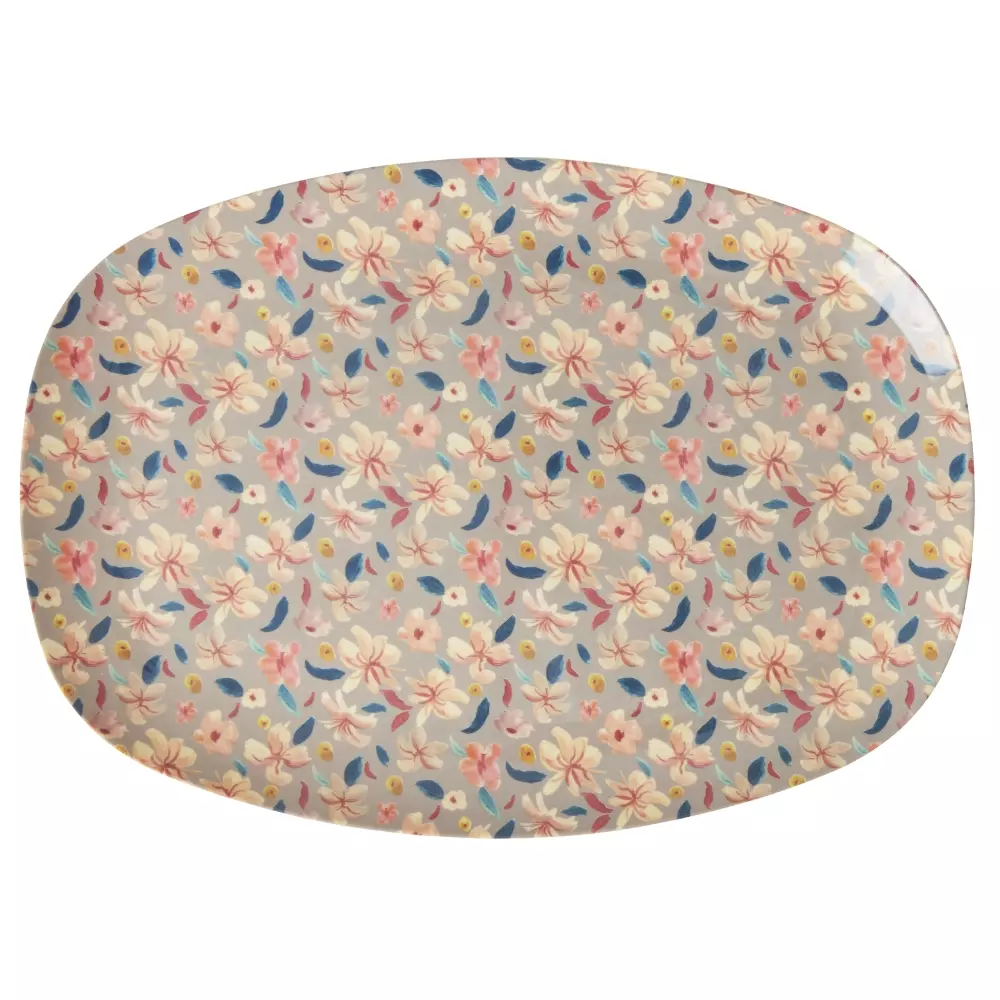 Melamin Tallerken Sandy Flower, 5708315256215, MELPL-SANDY, Kjøkken, Melamin- & Treservise, Rice, Melamine Rectangular Plate with Small Sandy Flower Print