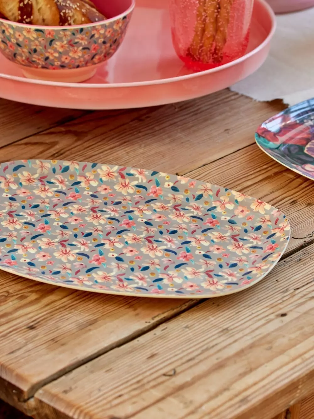 Melamin Tallerken Sandy Flower, 5708315256215, MELPL-SANDY, Kjøkken, Melamin- & Treservise, Rice, Melamine Rectangular Plate with Small Sandy Flower Print