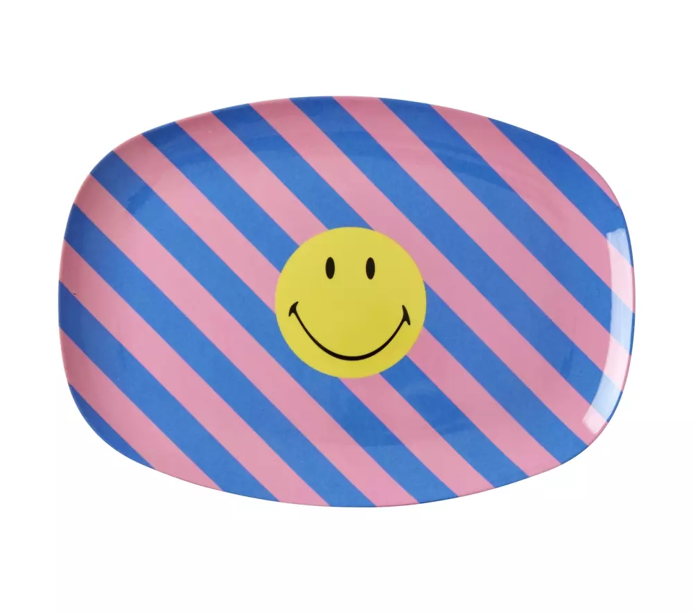 Tallerken Smiley, 5708315241211, MELPL-SMIL, Kjøkken, Melamin- & Treservise, Rice, Melamine Rectangular Plate - Multi - Smiley