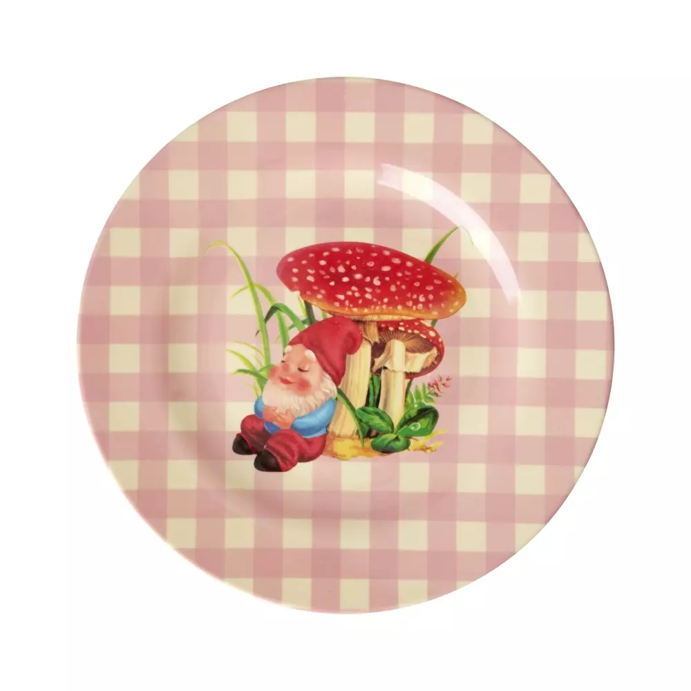 Melamin Asjett Love Therapy Gnome D20, 5708315255034, MESPL-LTGN, Kjøkken, Melamin- & Treservise, Rice, Melamine Side Plate with Love Therapy Gnome Print