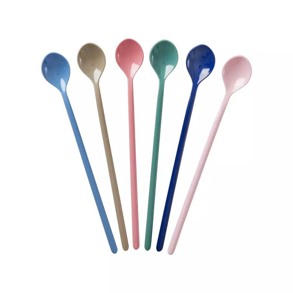 Latteskjeer Melamin A New York Minute, 5708315256079, MESPO-6ZLPH4, Kjøkken, Melamin- & Treservise, Rice, Melamine Latte Spoons in 6 Asst. A New York Minute Colors - 6 Pack