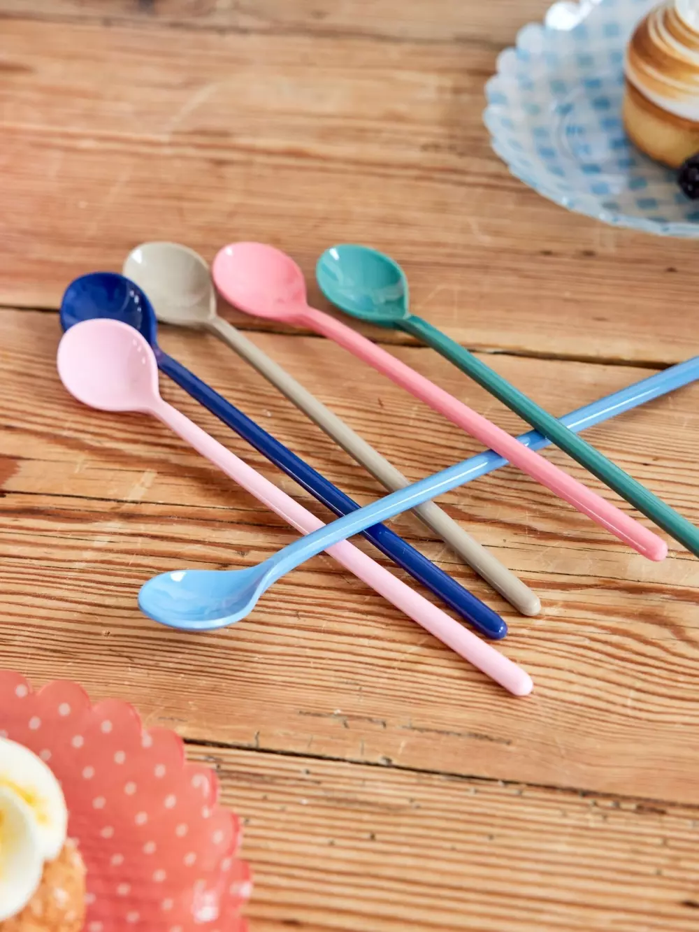 Latteskjeer Melamin A New York Minute, 5708315256079, MESPO-6ZLPH4, Kjøkken, Melamin- & Treservise, Rice, Melamine Latte Spoons in 6 Asst. A New York Minute Colors - 6 Pack