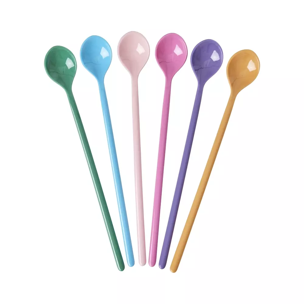 Latteskjeer Melamin 6pk, 5708315250541, MESPO-6ZLSS24, Kjøkken, Melamin- & Treservise, Rice, Melamine Latte Spoons in 6 Colors - Bundle of 6