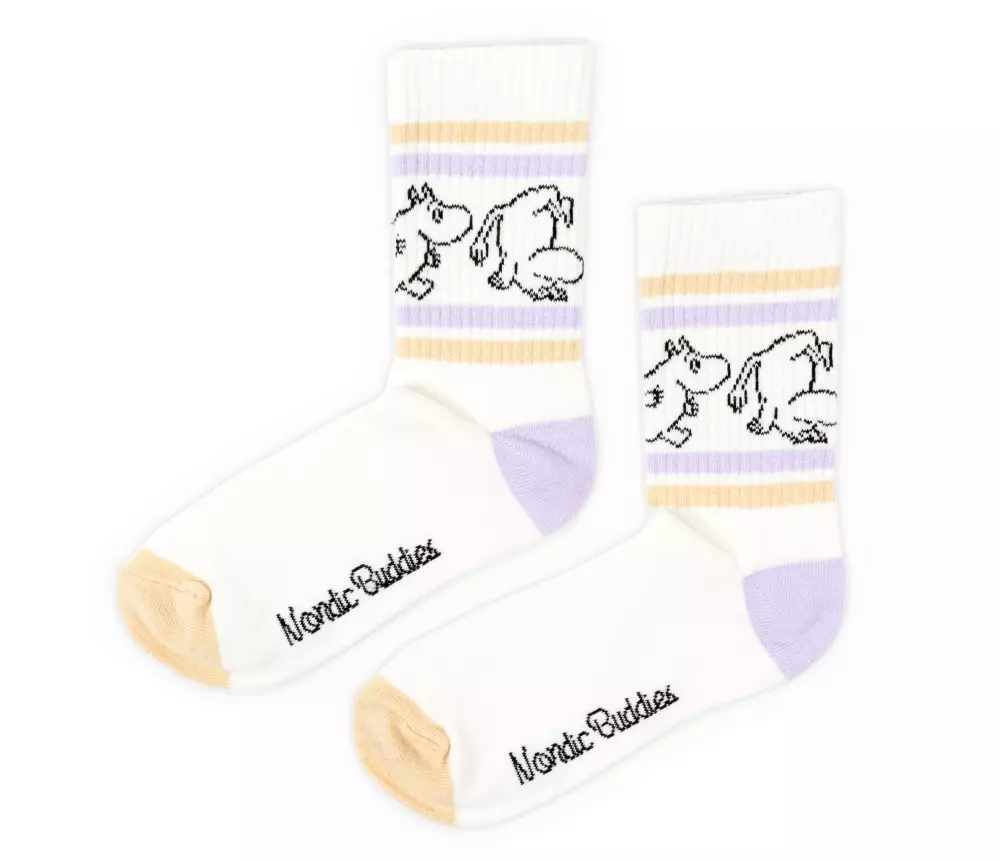 Moomin Retro Strømper Moomin Hvite, 6430049841618, MOOMIN17G, Accessories, Strømper, Moomin, Oy Bisly LTD, Retro Socks Ladies