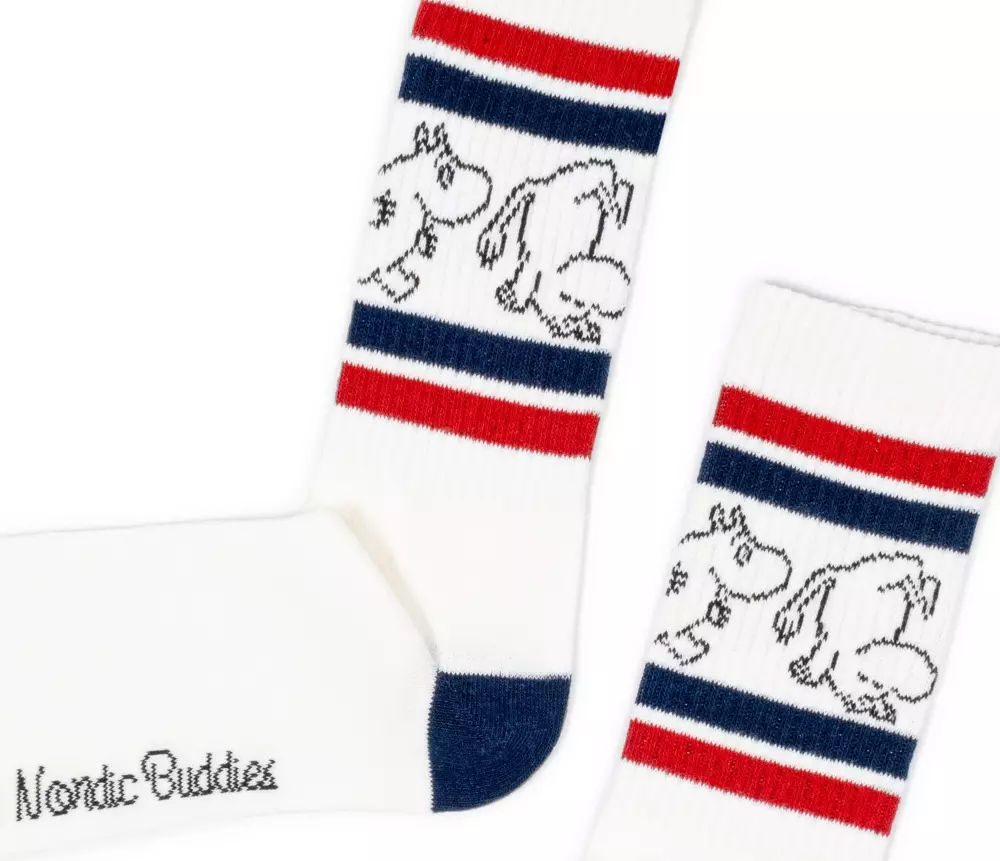 Moomin Retro Strømper Moomin Rød Hvit Blå, 6430049841502, MOOMIN17Z, Accessories, Strømper, Moomin, Oy Bisly LTD, Retro Socks Men