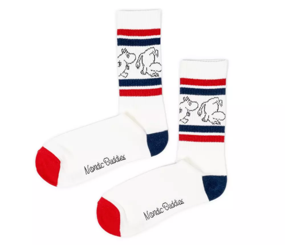 Moomin Retro Strømper Moomin Rød Hvit Blå, 6430049841502, MOOMIN17Z, Accessories, Strømper, Moomin, Oy Bisly LTD, Retro Socks Men