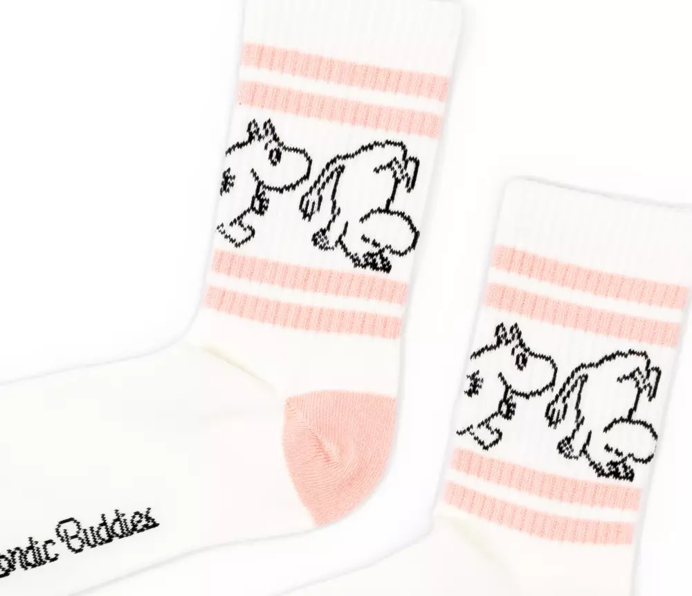 Moomin Retro Strømper Moomin Hvit/Rosa, 6430049846255, MOOMIN23I, Accessories, Strømper, Moomin, Oy Bisly LTD, Retro Socks Ladies