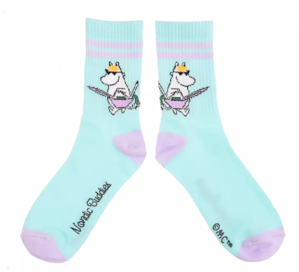 Moomin Retro Strømper Moomin Mint, 6430049841427, MOOMIN23Q, Accessories, Strømper, Moomin, Oy Bisly LTD, Retro Socks Ladies