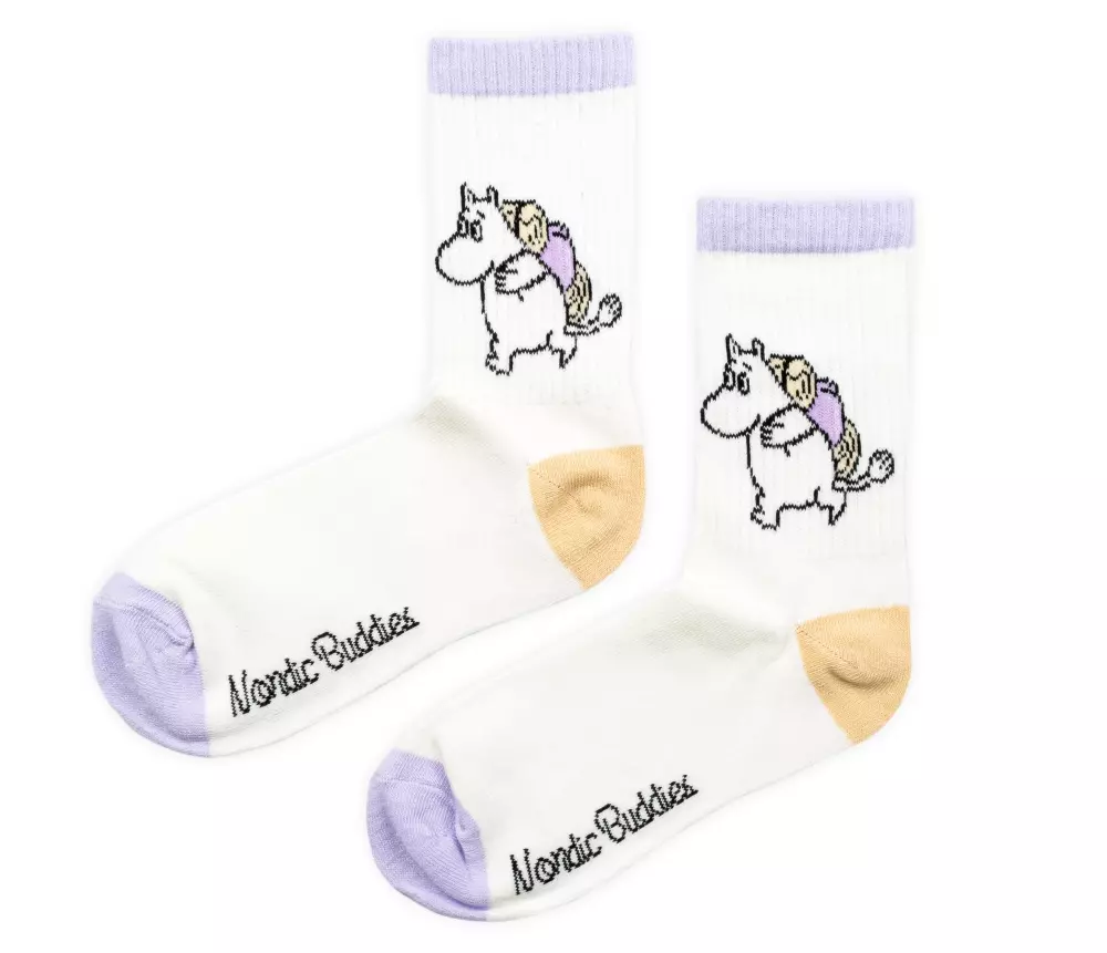 Moomin Retro Strømper Moomin Hvit, 6430079182538, MOOMIN29E, Accessories, Strømper, Moomin, Oy Bisly LTD, Retro Socks Ladies