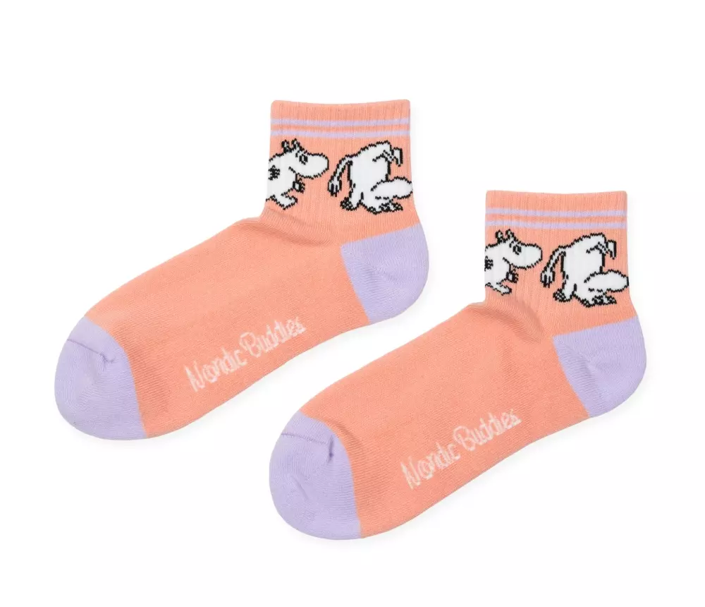 Moomin Retro Ankelstrømper Moomin Peach, 0714770422725, MOOMIN34K, Accessories, Strømper, Moomin, Oy Bisly LTD, Ankle Socks Retro Ladies