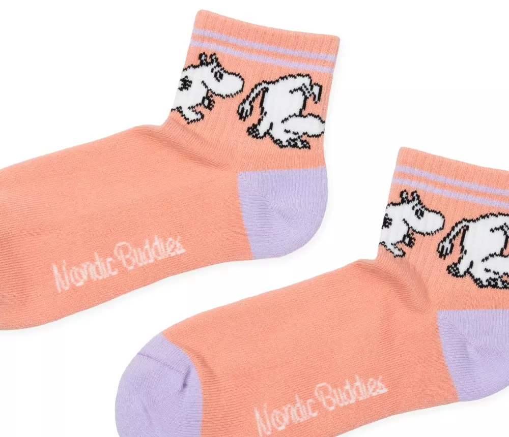 Moomin Retro Ankelstrømper Moomin Peach, 0714770422725, MOOMIN34K, Accessories, Strømper, Moomin, Oy Bisly LTD, Ankle Socks Retro Ladies