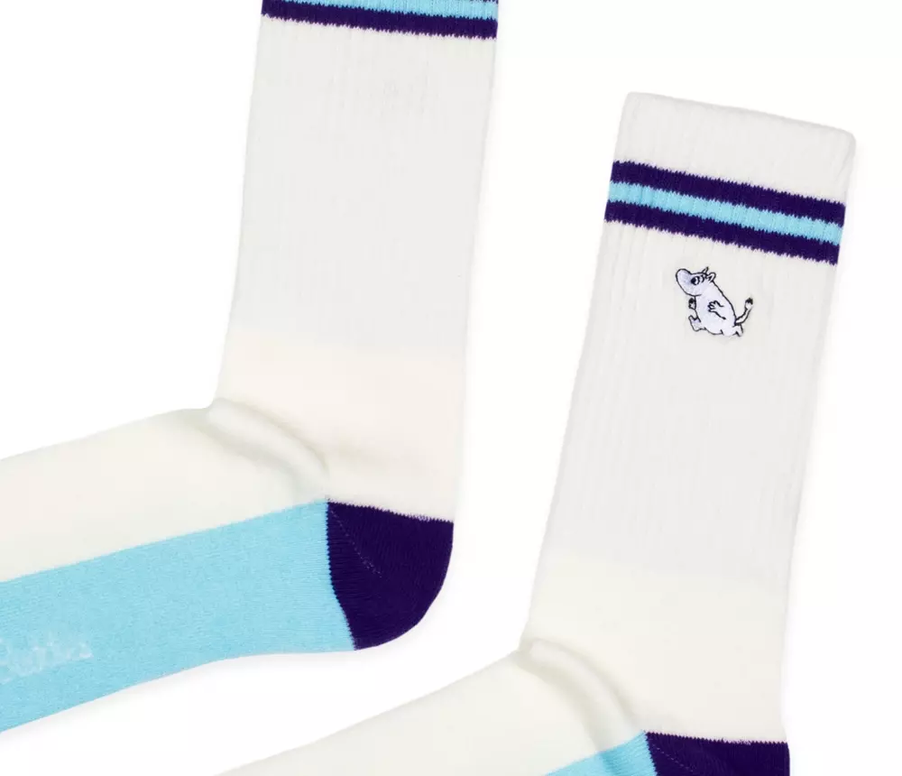 Moomin Strømper Brodert Moomin Hvit, 0714770422596, MOOMIN36I, Accessories, Strømper, Moomin, Oy Bisly LTD, Embroidery Socks Men