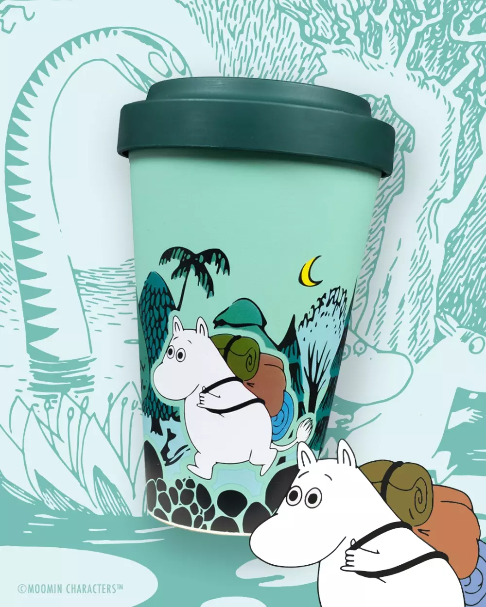 Moomin To Go Kopp - Adventures, 6430049849638, MOOMIN99E, Kjøkken, Krus og Skåler, Moomin, Oy Bisly LTD, Biodegradeable take away mug