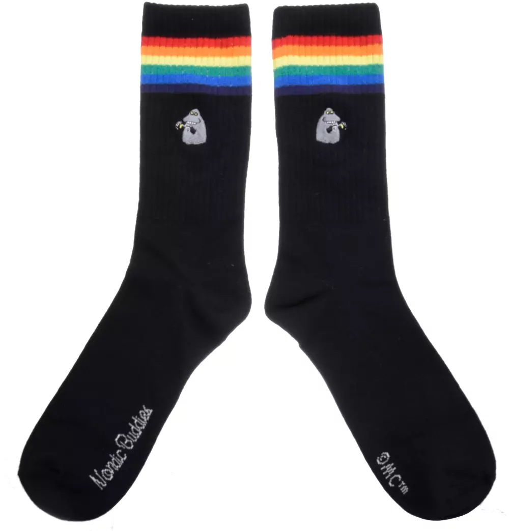 Moomin Retro Strømper Hufsa Sort, 6430049846132, MUR16B, Accessories, Strømper, Moomin, Oy Bisly LTD, Retro Embroidery Socks Ladies