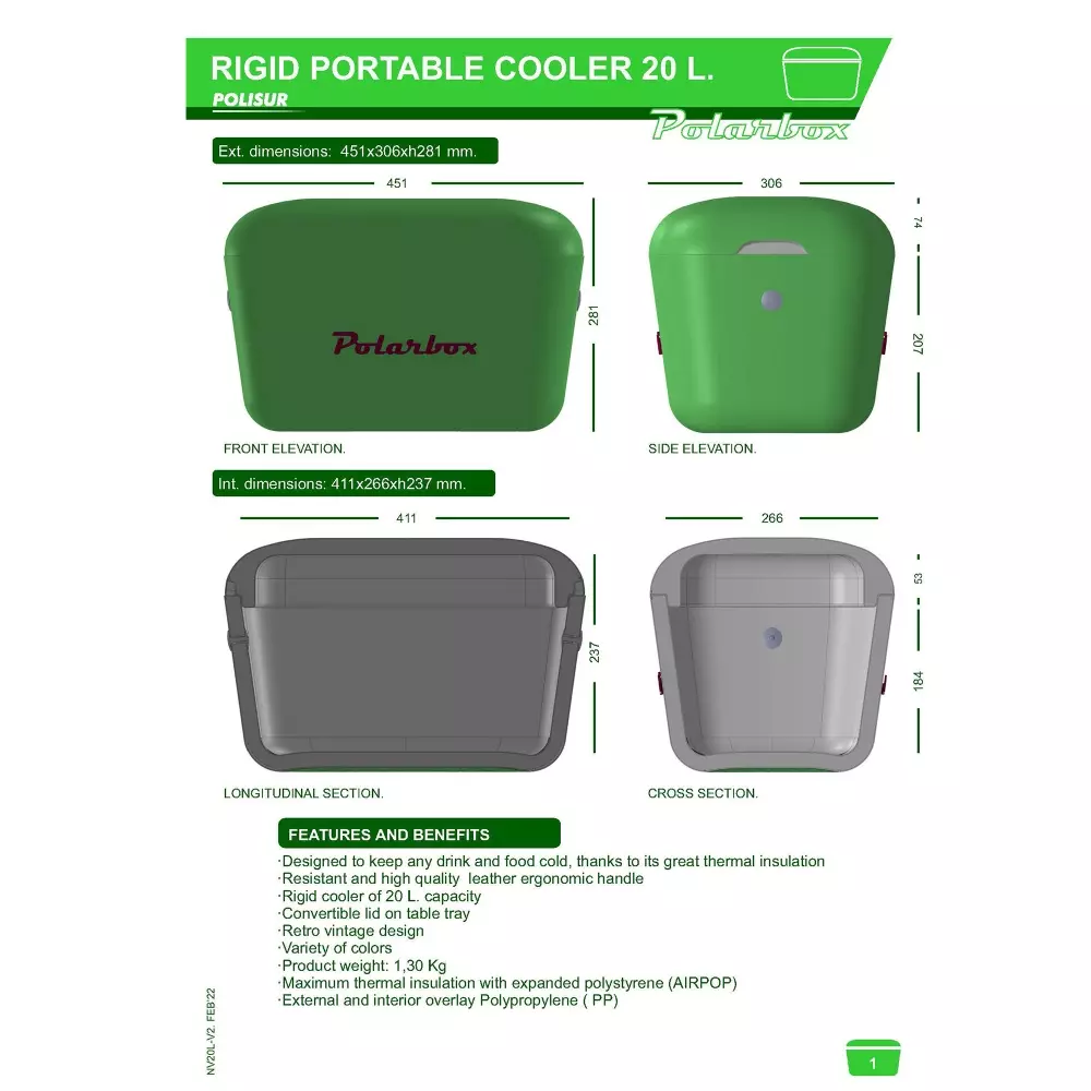 Polarbox Nude Pop 20L, 8436582992624, REPO9262, Uterom og Fritid, Kjølebokser, Polarbox, Only Design, Nude – aqua green pop - rosa 20L