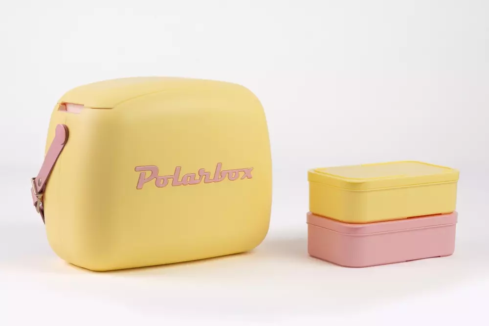 Polarbox Yellow Pop 6L, 8436582993508, REPO9350, Uterom og Fritid, Kjølebokser, Polarbox, Only Design, Amarilla - POP - Rosa (Gul med rosa text)