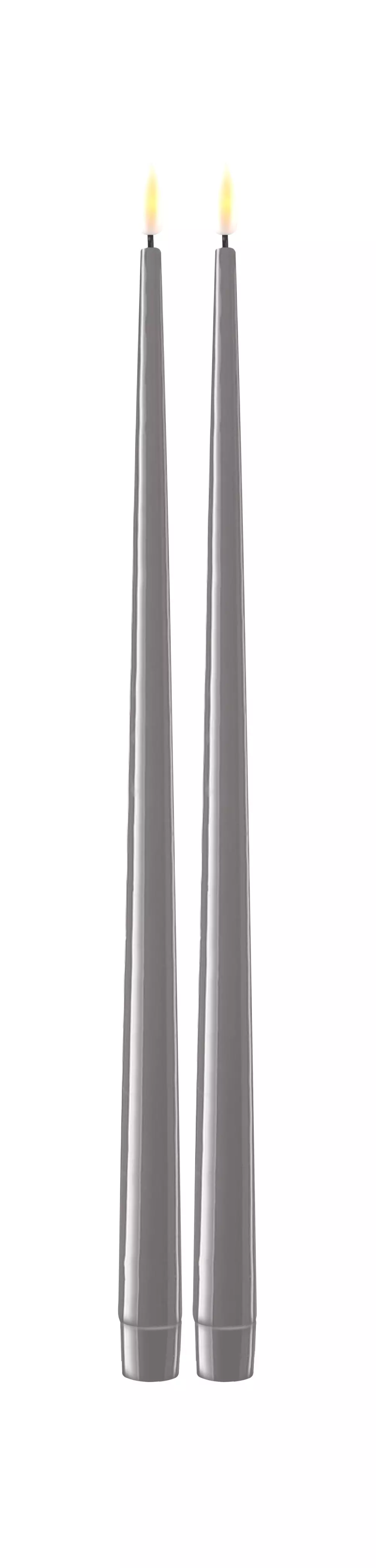 Deluxe Kronelys Grå 38cm 2pk, 5744001241349, RF-K-0006, Interiør, Lys, Deluxe Homeart, Real Flame Shiny Dinner candle 2 pcs (38 cm) Grey