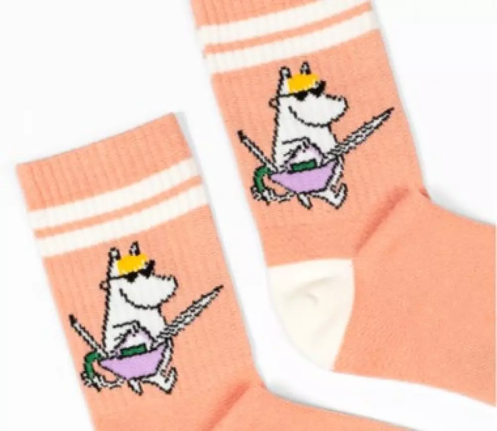 Moomin Retro Strømper Snorkfrøken Korall, 6430079180732, SNORM23F, Accessories, Strømper, Moomin, Oy Bisly LTD, Retro Socks Ladies