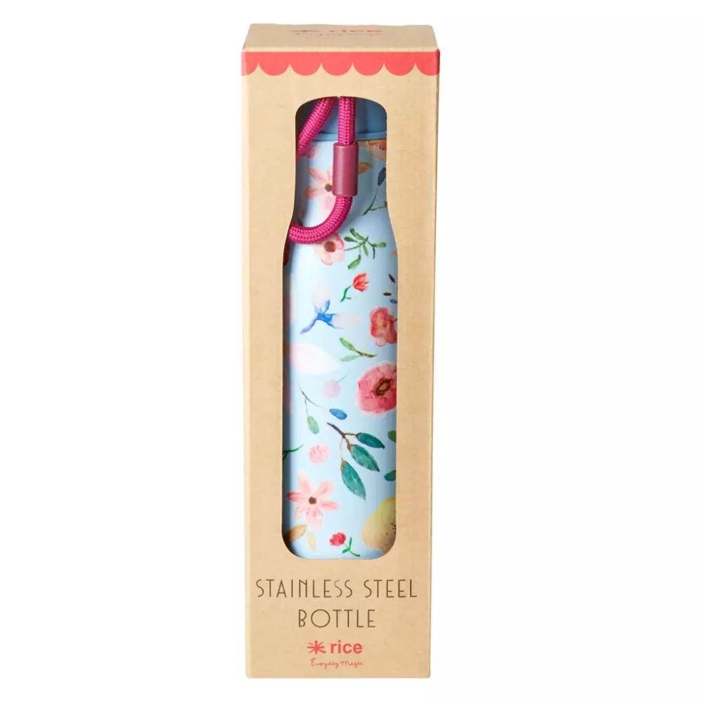 Drikkeflaske Selma Flower 500ml, 5708315229011, STBOT-SELM, Kjøkken, Drikkeflasker, Rice, Stainless Steel Drinking Bottle with Selma Flower Print - 12H Hot / 24H Cold