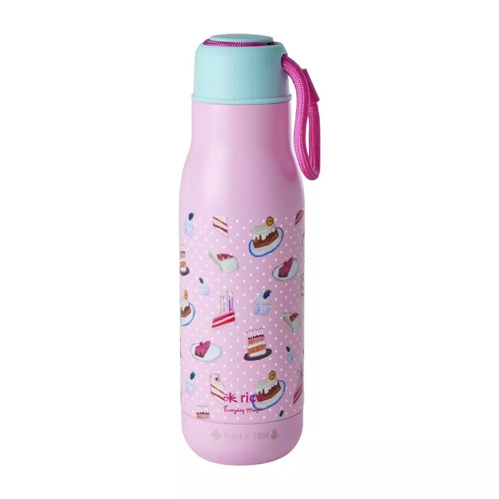 Drikkeflaske Sweet Cake 500ml, 5708315251302, STBOT-SWCA, Kjøkken, Drikkeflasker, Rice, Stainless Steel Drinking Bottle with Sweet Cake Print - 12H Hot/24H Cold - 500 ml