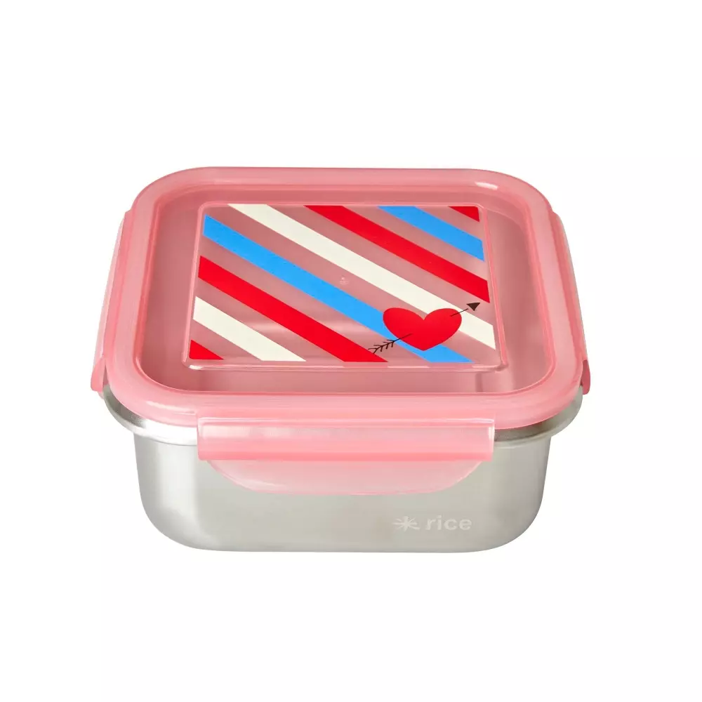 Matboks Candy Stripes 19x19, 5708315203486, STLUN-CAS, Kjøkken, Drikkeflasker, Rice, Stainless Steel Square Lunchbox with Candy Stripes Print