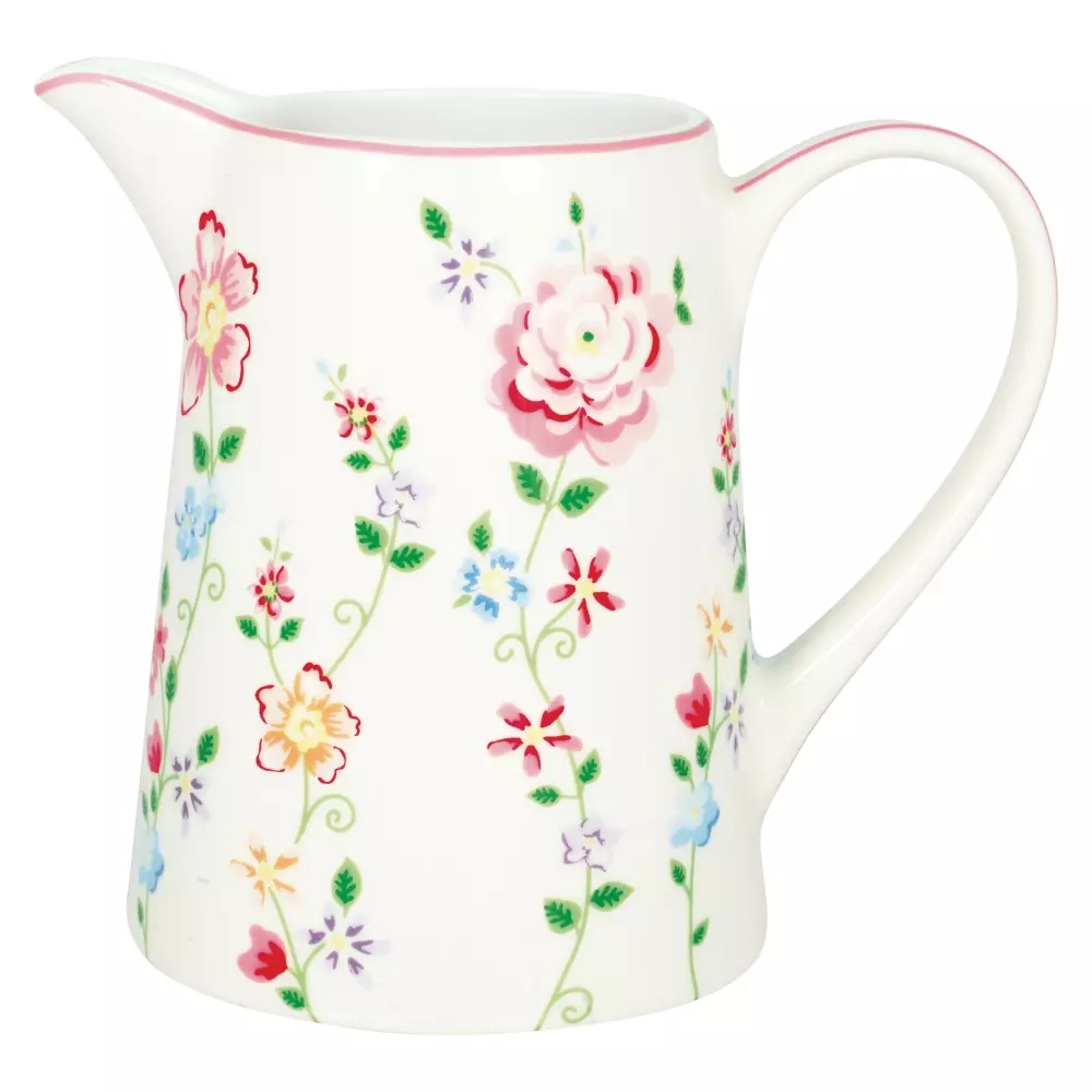 Mugge Columbine 1L, 5707463424330, STWJUG1LCOL0104, Kjøkken, Mugger og Karafler, GreenGate, Jug Columbine white 1L