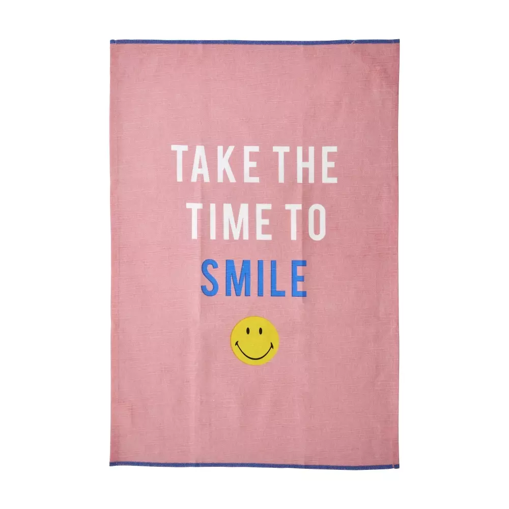 Oppvaskhåndkle Smiley Rosa, 5708315241419, TTOW-SMILI, Tekstil, Kjøkkentekstiler, Rice, Cotton Tea Towel - Pink - Smiley