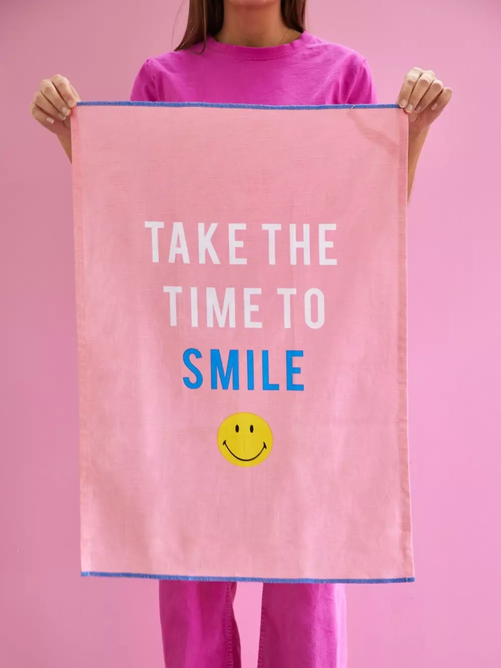 Oppvaskhåndkle Smiley Rosa, 5708315241419, TTOW-SMILI, Tekstil, Kjøkkentekstiler, Rice, Cotton Tea Towel - Pink - Smiley
