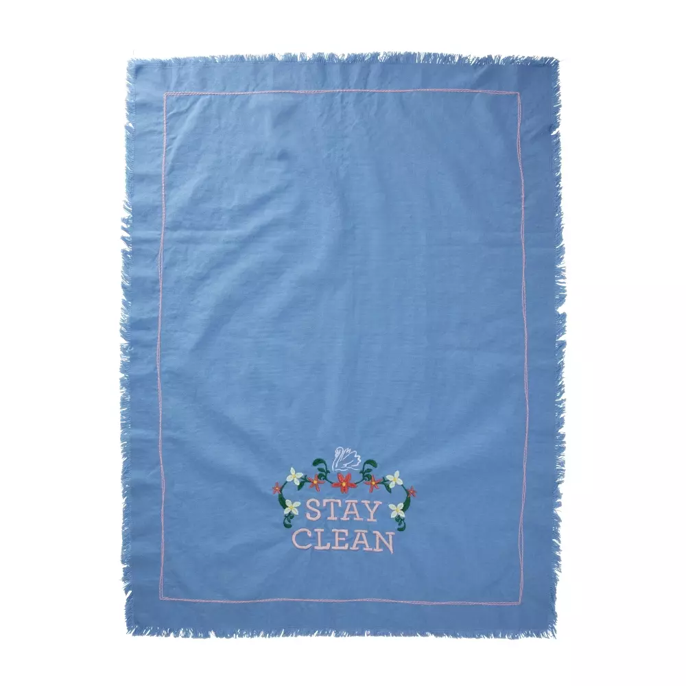 Kjøkkenhåndkle Stay Clean, 5708315258929, TTOW-STAY, Tekstil, Kjøkkentekstiler, Rice, Enzyme Washed Cotton Tea Towel with Stay Clean Print - Blue