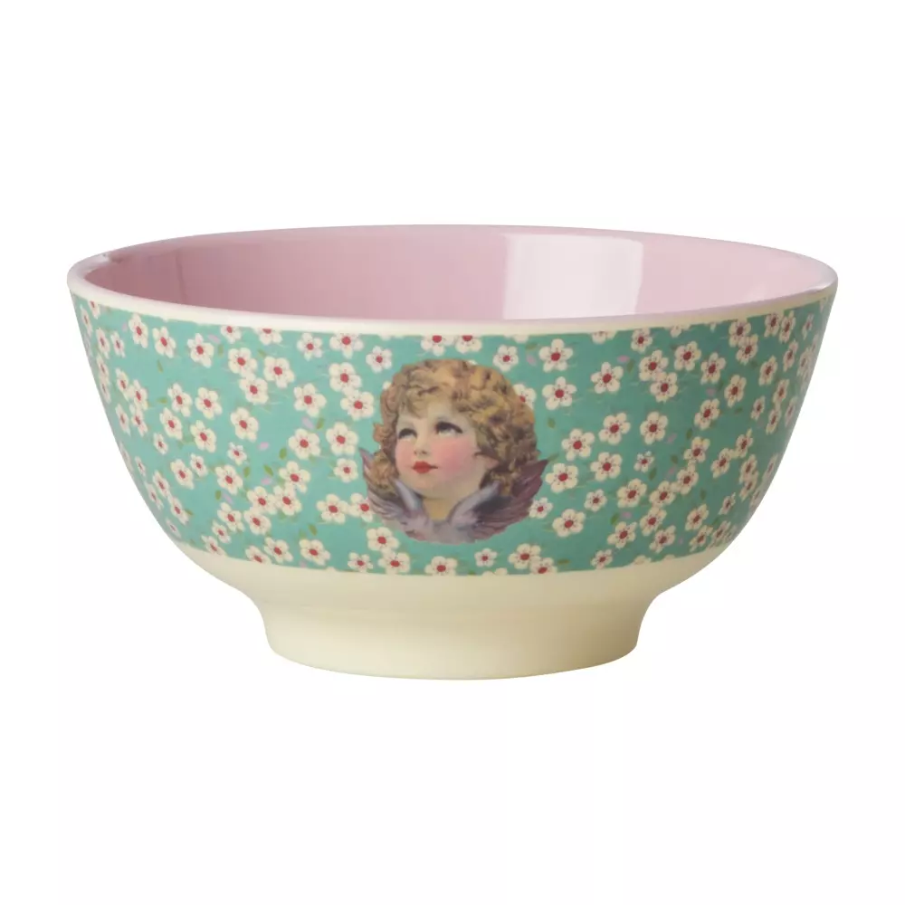 Melaminbolle Engel Grønn M, 5708315255539, XMEBW-PH4ANG, Kjøkken, Melamin- & Treservise, Rice, Melamine Bowl with Angel Print - Green - Medium - 700 ml