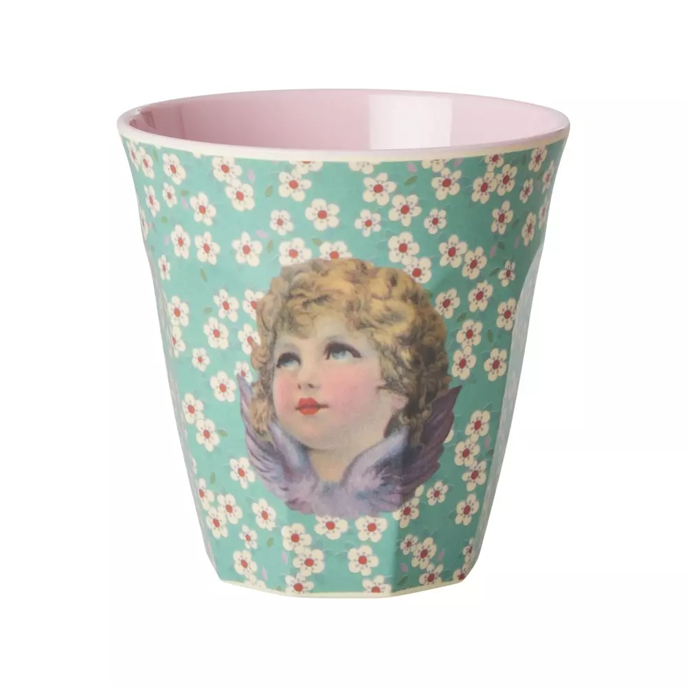 Melaminkopp Engel Grønn M, 5708315255577, XMECU-PH4ANG, Kjøkken, Melamin- & Treservise, Rice, Melamine Cup with Angel Print - Green - Medium - 250 ml