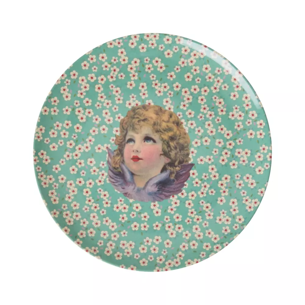 Melaminasjett Engel Grønn D20, 5708315255706, XMESP-PH4ANG, Kjøkken, Melamin- & Treservise, Rice, Melamine Side Plate with Angel Print - Green