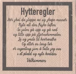 Serviett Hytteregler