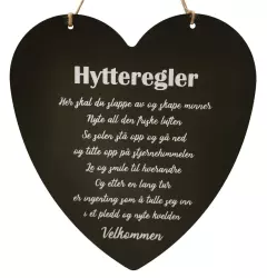 Skilt Hytteregler Hjerte