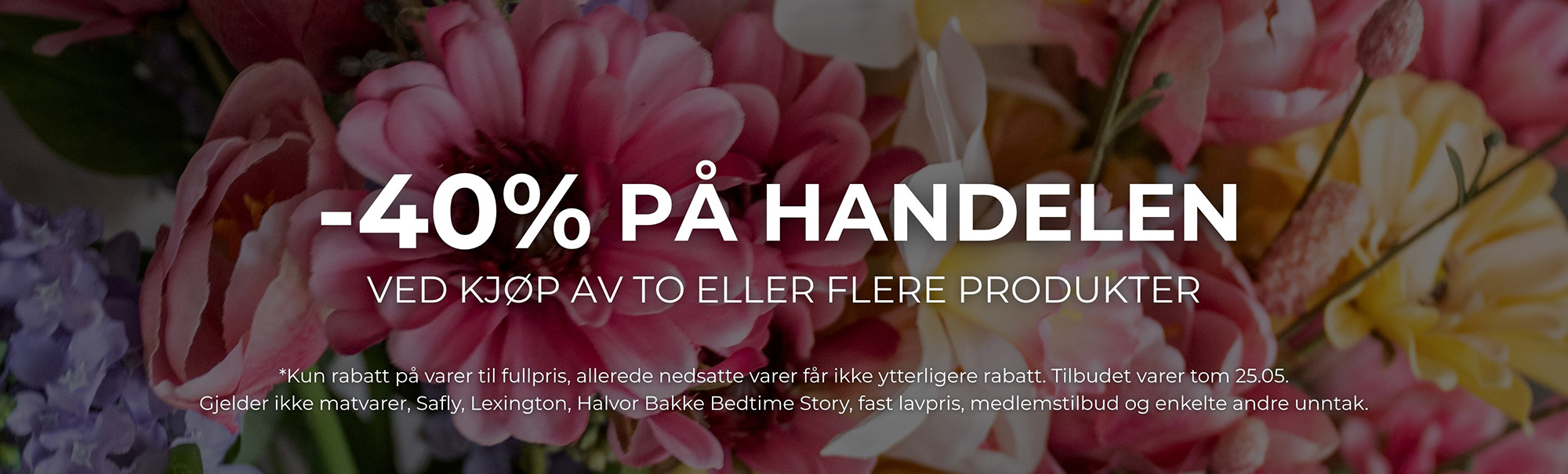 Alle varer 40% ved kjøp av to eller flere