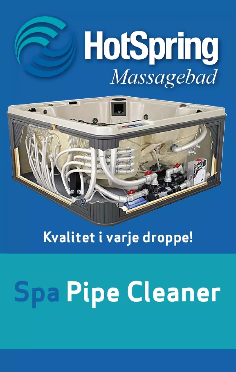 Spa pipe cleaner - rørrens 1 liter, 7340152910622, 100038, HOTSPRING Spa Pipe Cleaner, 1,0 ltr flaska, 4548001HS, Hindrer bakterievekst i belegget som dannes i rørene