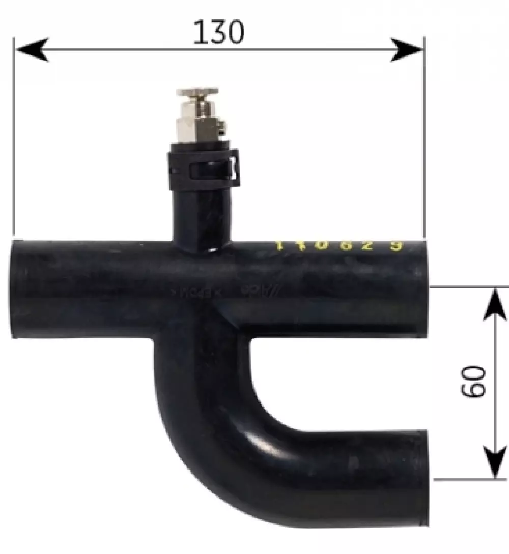 Y-rør gummi m/lufting 22mm - 130x60