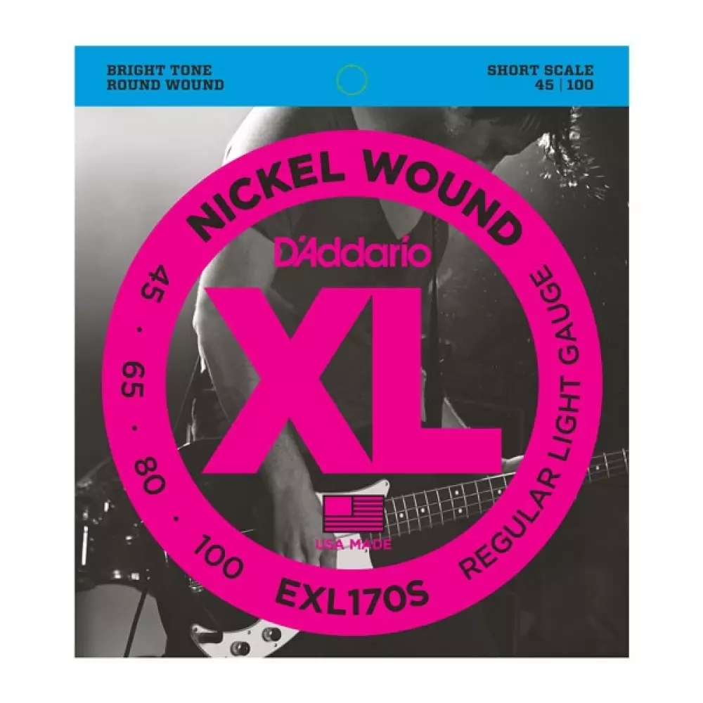 STRENGESETT, EL-BASS, D'ADDARIO EXL, 045-100, 4 STR SHORTSCALE, EXL170S, 019954925420, 209377, INSTRUMENTER