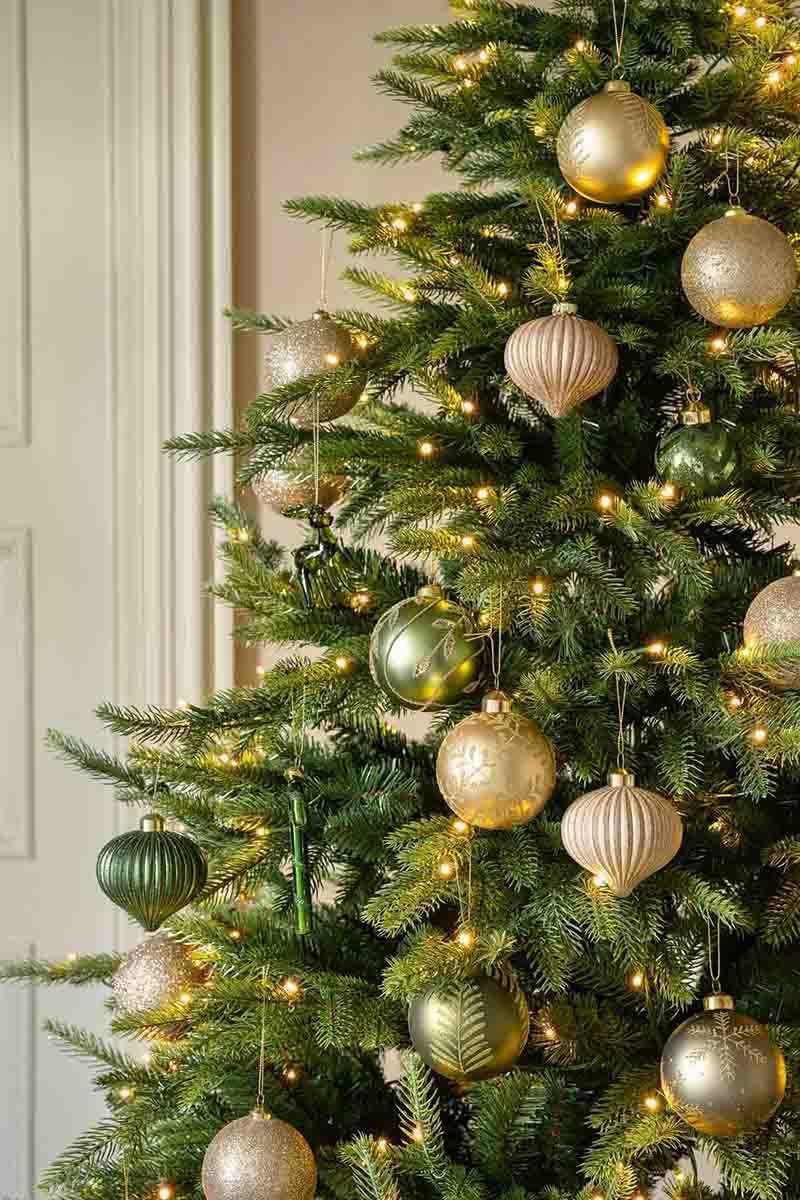 Juledekor i hvit og gull