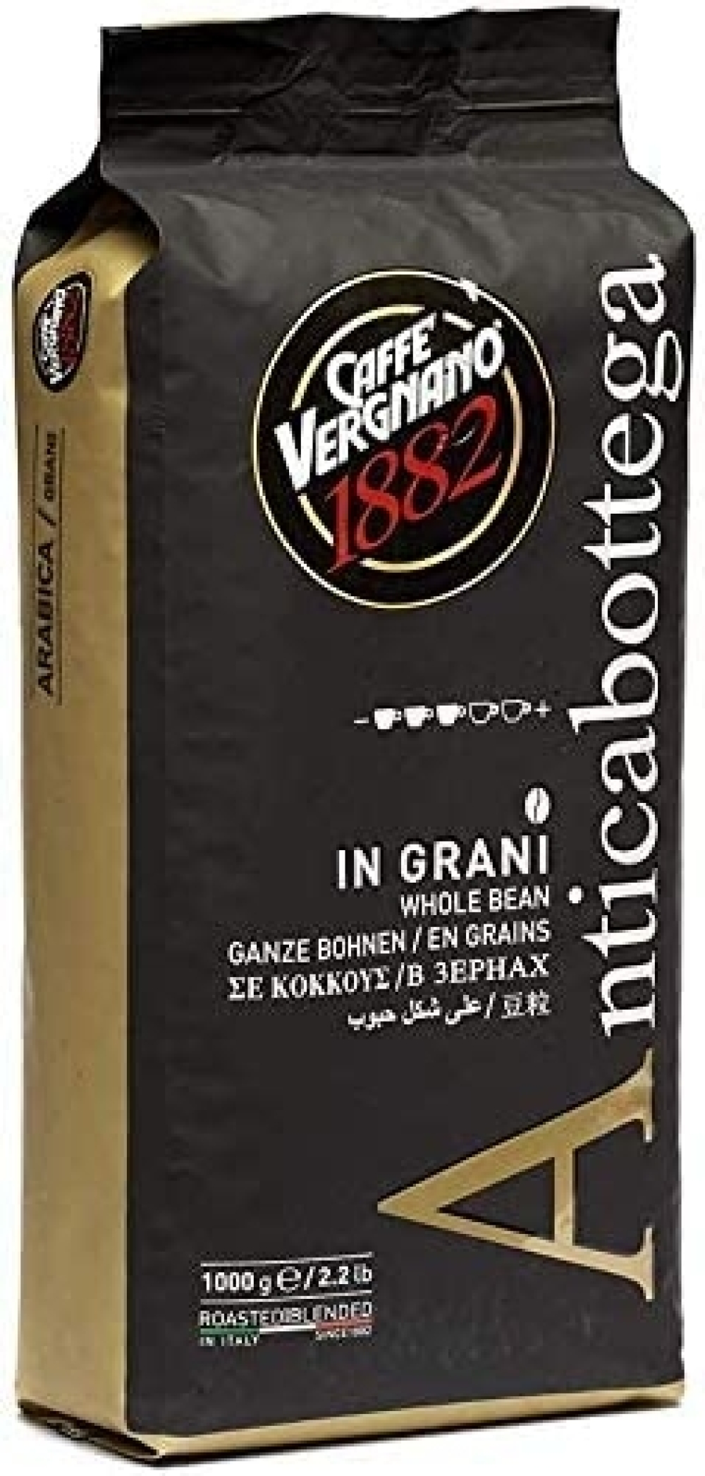 Kaffebønner Antica Bottega 1 kg - Vergnano 100% Arabica Antica Bottega 1000g x 6 beans 048 