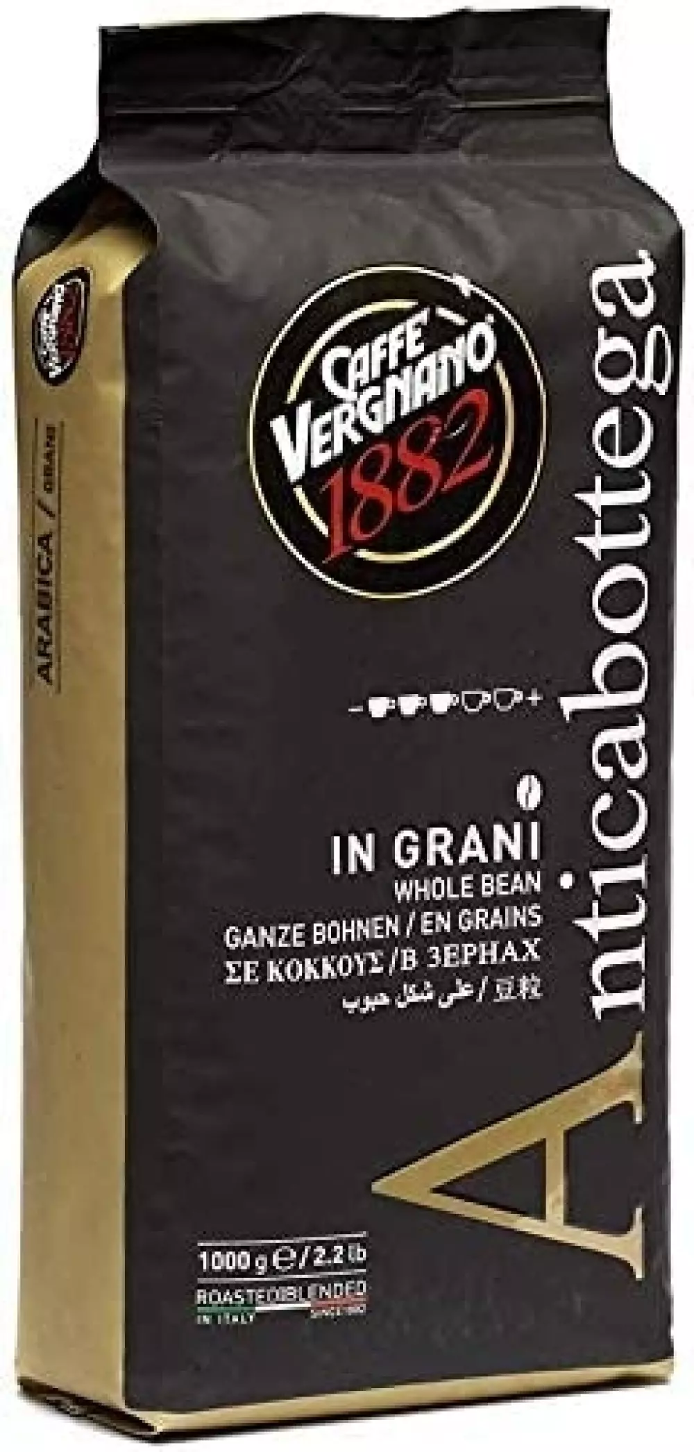 Kaffebønner Antica Bottega 1 kg - Vergnano ca. 90% Arabica 10% Robusta Antica Bottega 1000g x 6 beans 048 Kaffe og Te Caffè Vergnano 1882