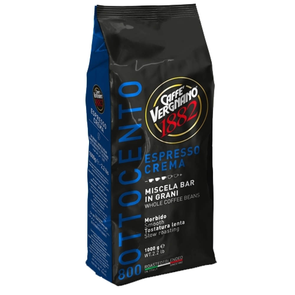 Kaffebønner Crema 800 1kg - Vergnano 80%arabica 20%robusta Crema 800 1000g X 6 Beans 052 