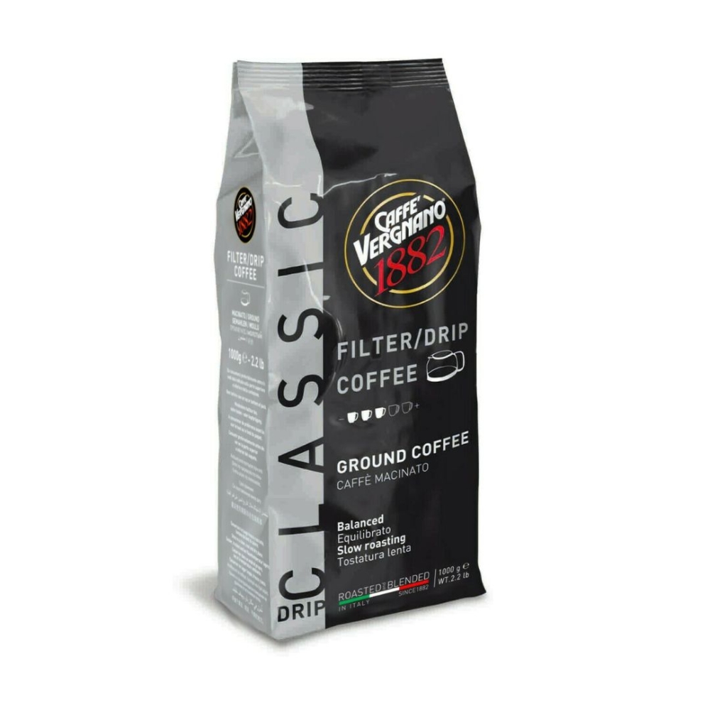 Kaffe filtermalt Classic 1kg - Vergnano, 8001800001084, Kaffe og Te, malt, Caffè Vergnano 1882, 108