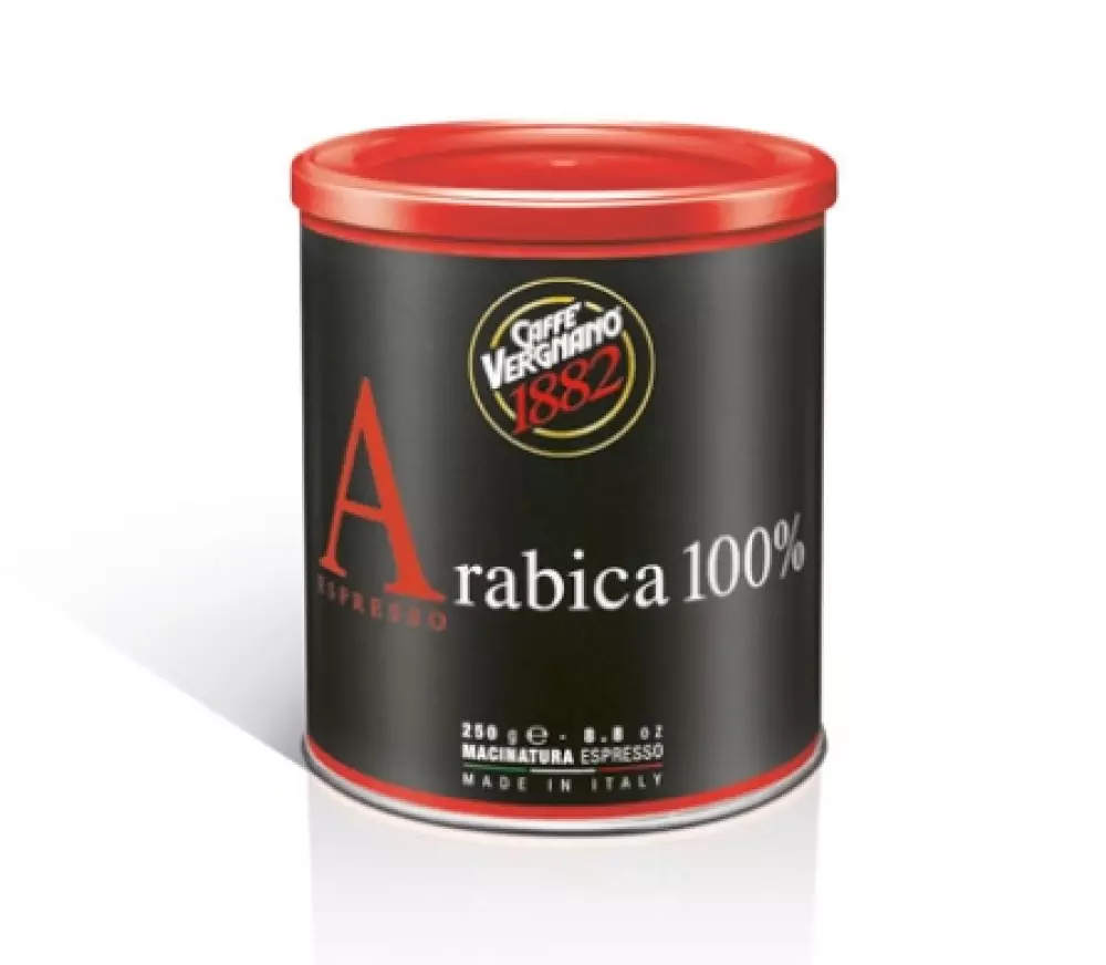 Kaffe malt 100% arabica rund boks 250gr - Vergnano, 8001800001541, Kaffe og Te, malt, Caffè Vergnano 1882, 154, Til espresso, capuccino og americano