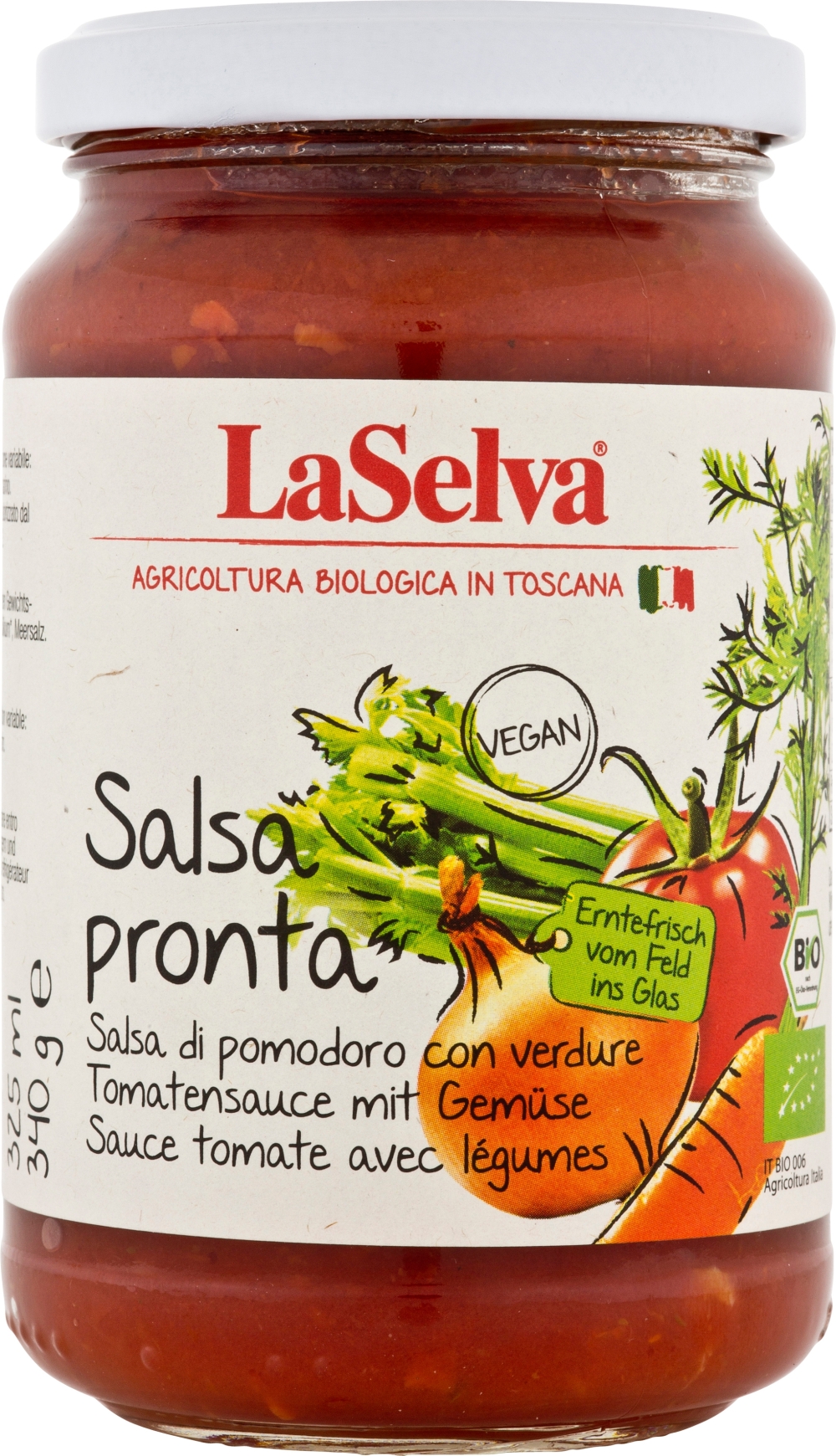 Pastasaus med grønnsaker 340g. Øko - La Selva Salsa pronta 340g 110049 