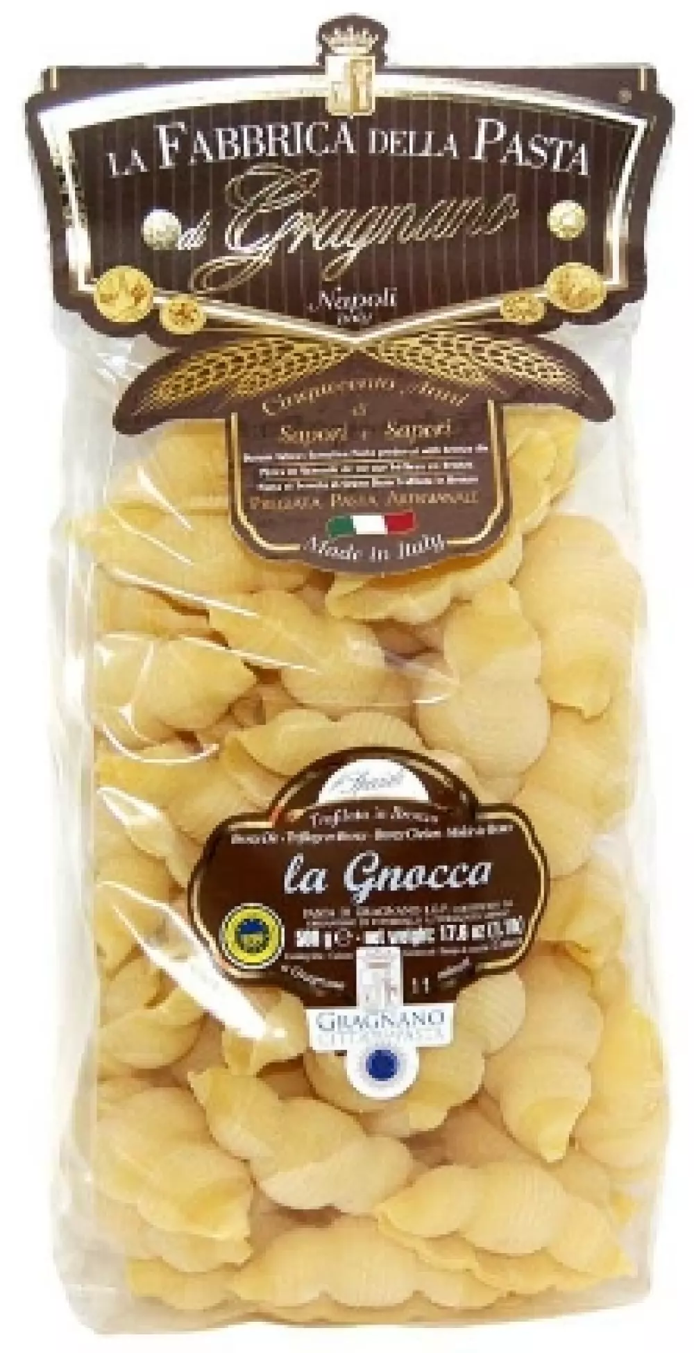 La Gnocca 500g - Fabbrica, 8033406264716, 80748599, Pasta, Andre, La Fabbrica della Pasta, 26470, Bronsetrukket pasta