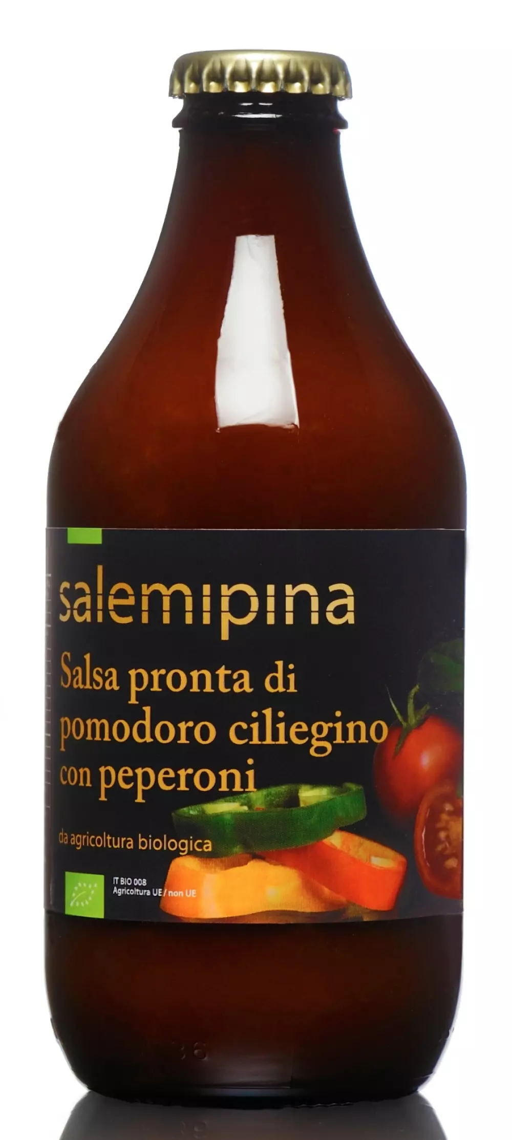 Sugo di ciliegino con peperoni BIO 250g. - Salemi Pina, 8032618863007, 80748807, Pastasaus, 100% tomater, Salemi Pina, 3007, Økologisk tomatsaus med paprika 250g