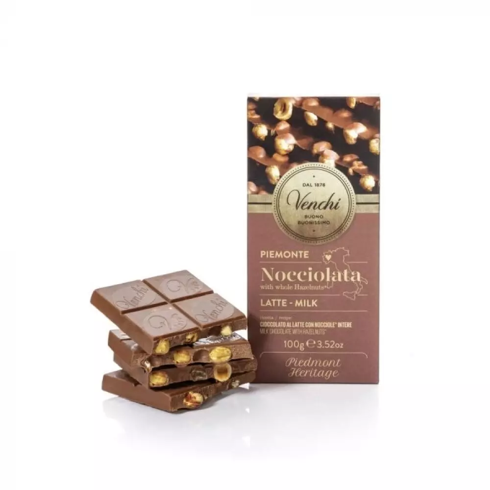 Cioccolata a latte con Nocciole 110g - Venchi, 8002996303136, 80750407, Sjokolade, plater, Venchi S.p.A., 116207, Høykvalitets sjokolade fra Piemonte